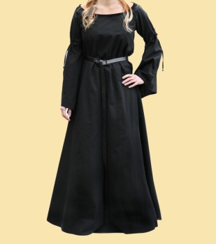 Mittelalter-Unterkleid Burglinde mit Trompetenärmeln - schwarz